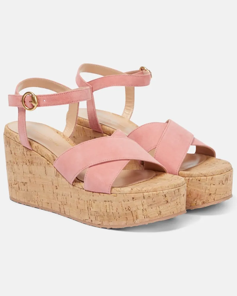 Gianvito Rossi Wedge-Sandalen aus Veloursleder Rosa