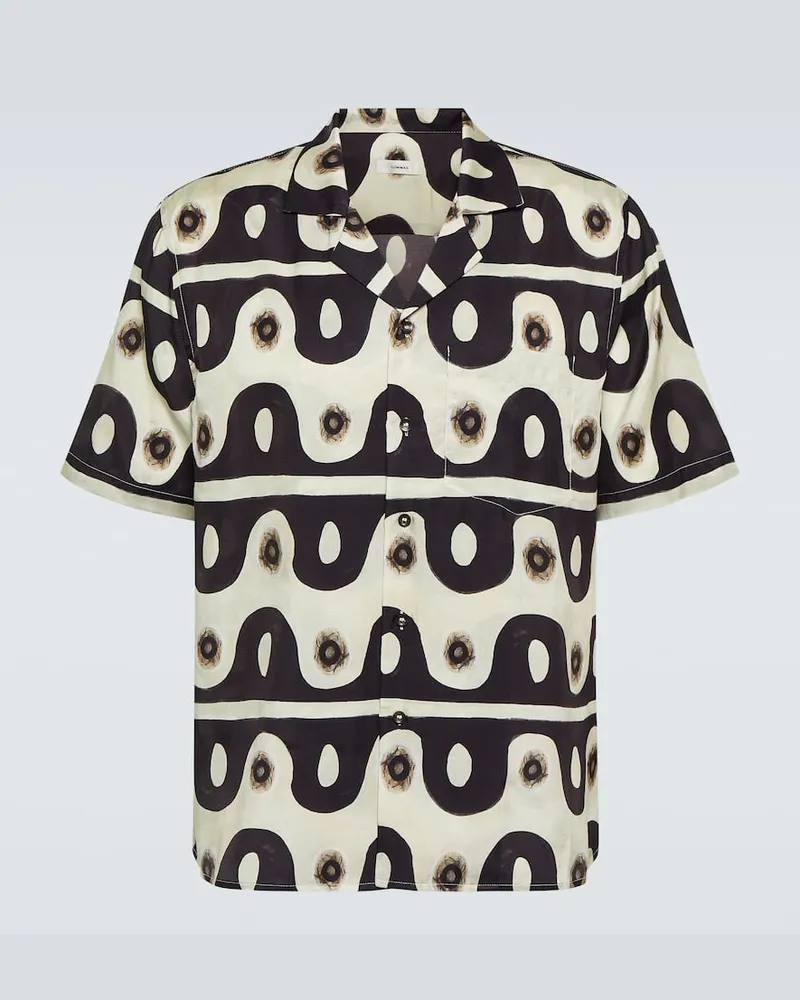 COMMAS Bedrucktes Hemd Camp Collar Braun
