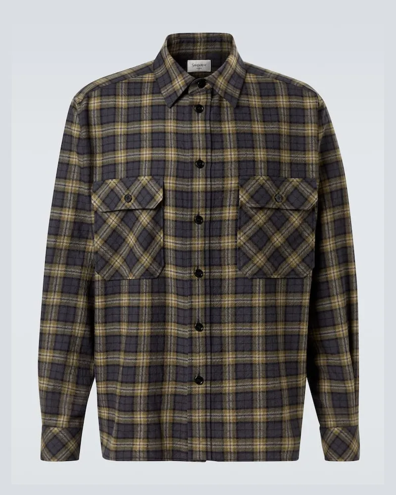Saint Laurent Hemdjacke aus Wolle Grün