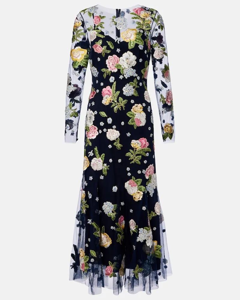 Carolina Herrera New York Besticktes Cocktailkleid Blau