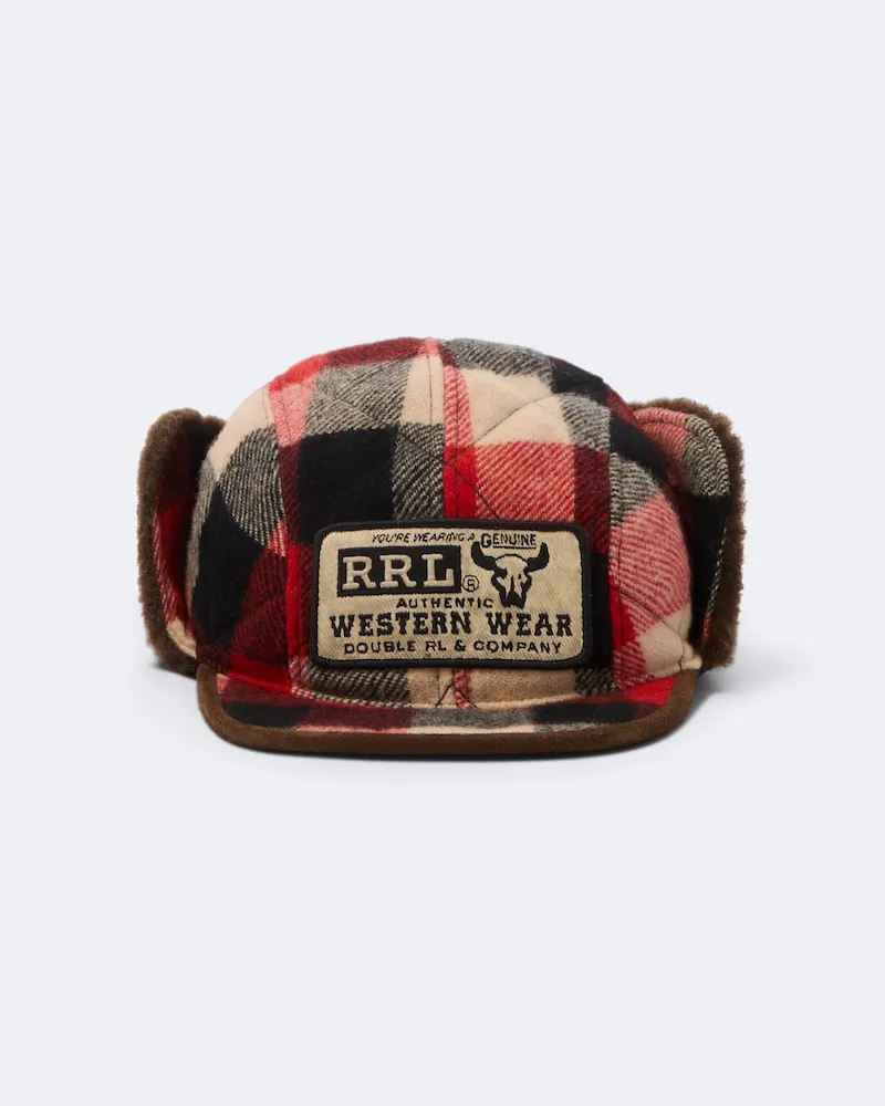 RRL Baseballcap aus Woll-Flanell mit Shearling Multicolor