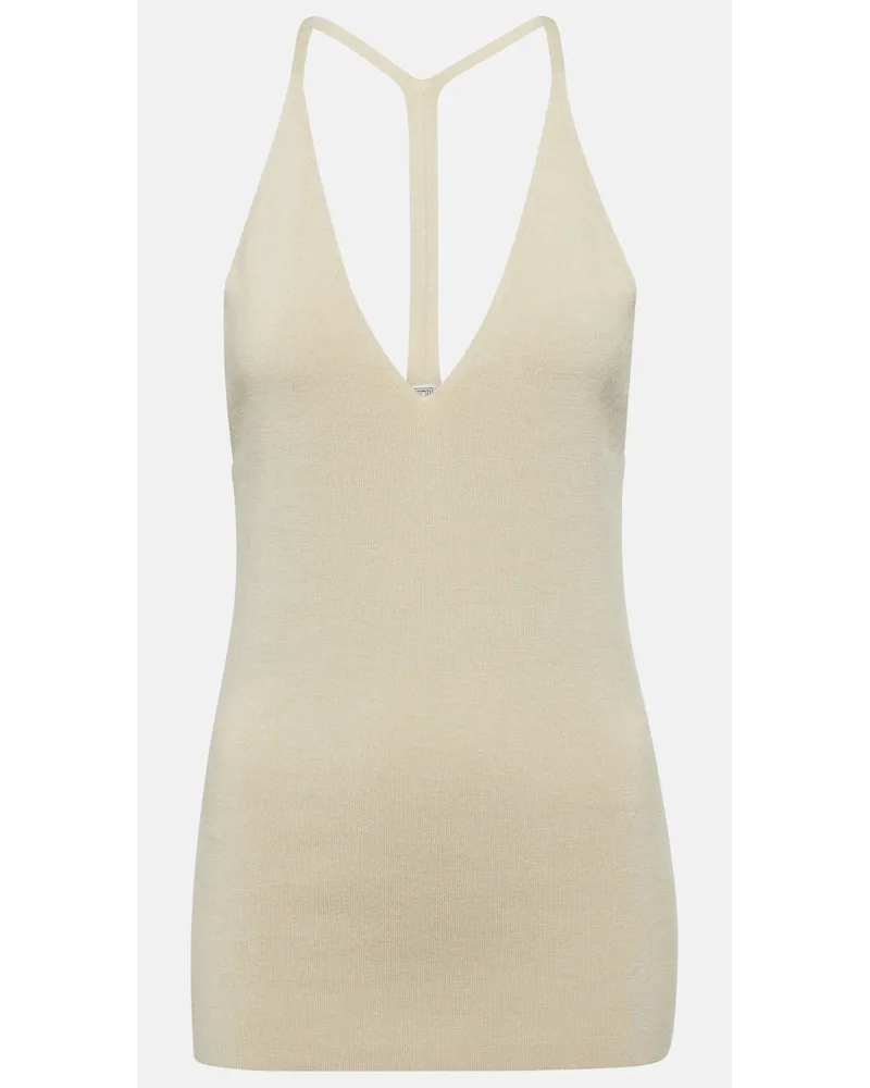 Totême Top aus Wolle und Seide Beige