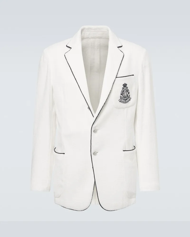 Ralph Lauren Bestickter Blazer aus Frottee Weiß