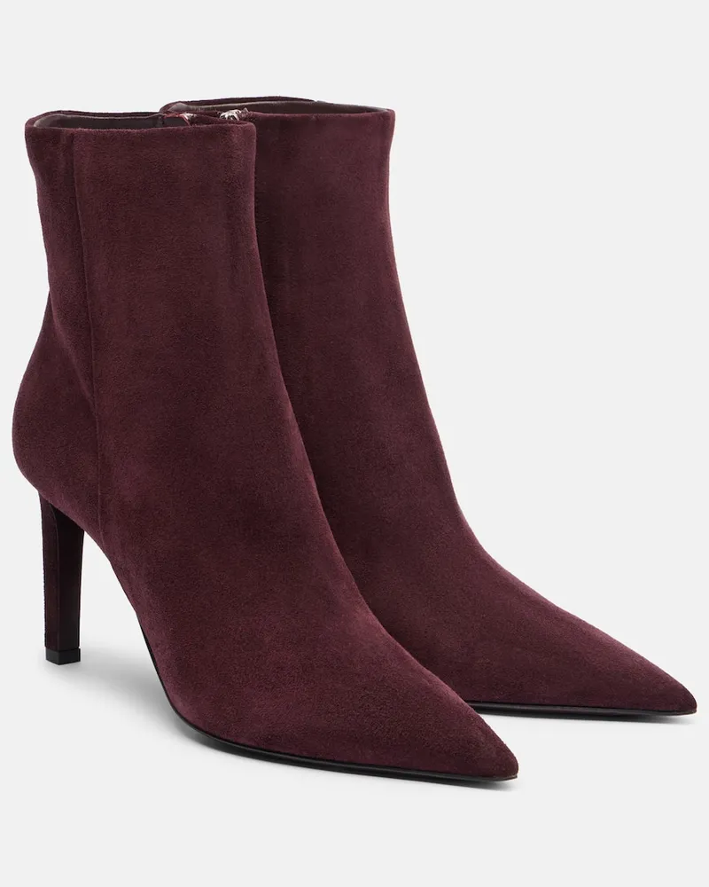 Jimmy Choo Ankle Boots Frankie 85 aus Veloursleder Burgunderrot