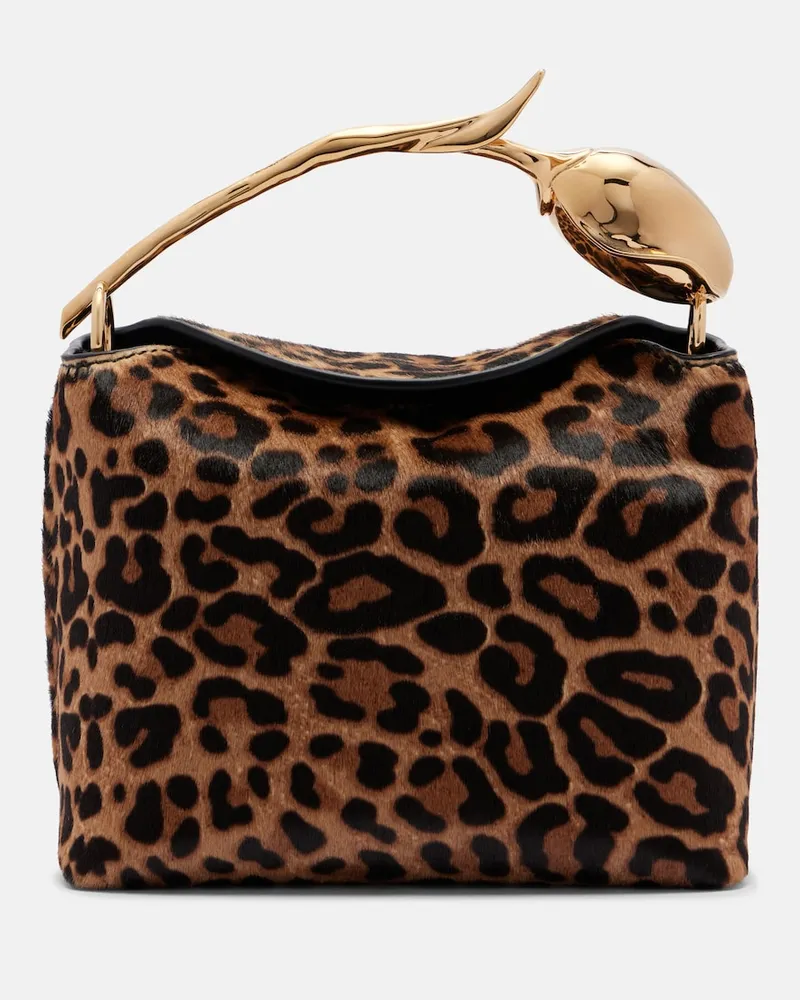 Erdem Tasche Bloom Mini aus Kalbshaar Beige