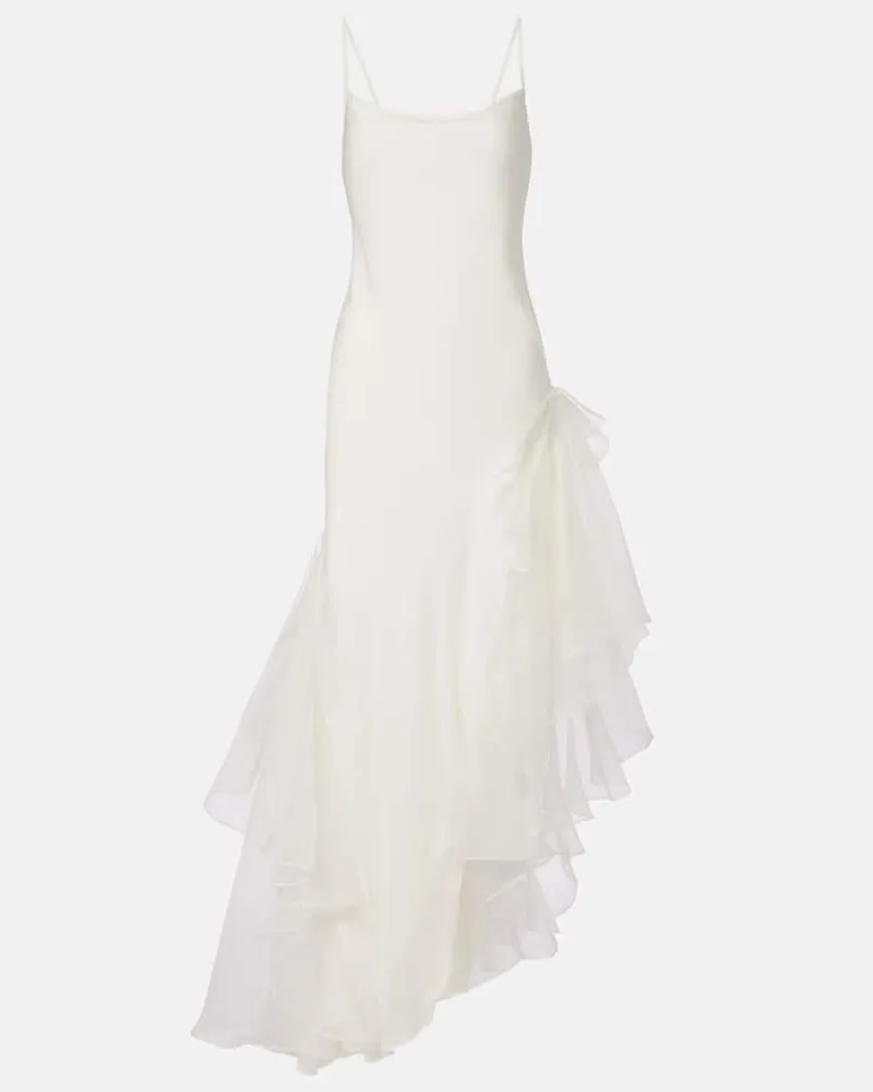 SIR Bridal Cocktailkleid Sage Flounce aus Seide Weiß