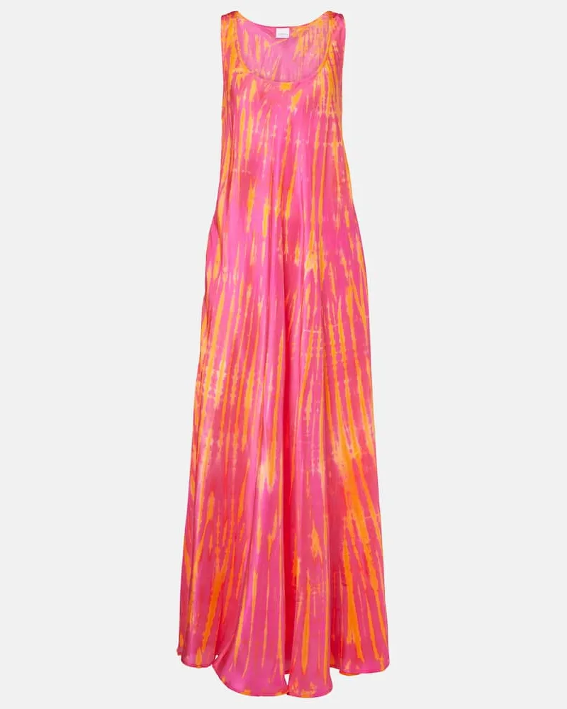 Anna Kosturova Maxikleid Camille aus Seide Rosa