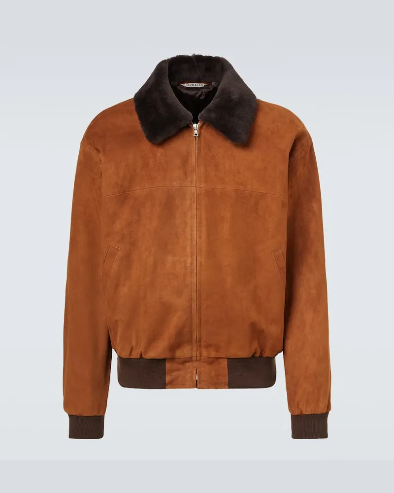 AURALEE Jacke aus Veloursleder mit Shearling Braun