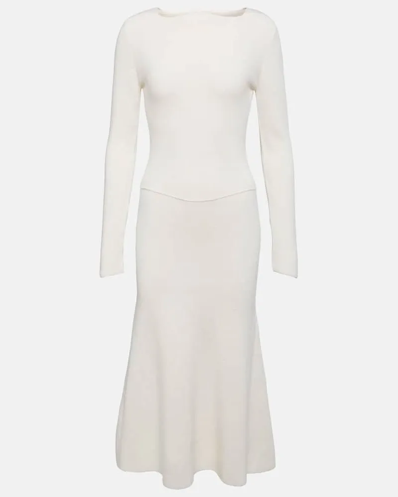 Victoria Beckham Midikleid aus einem Wollgemisch Weiß