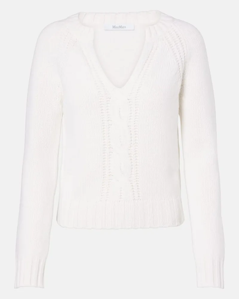 Max Mara Pullover Cancan aus Kaschmir Weiß