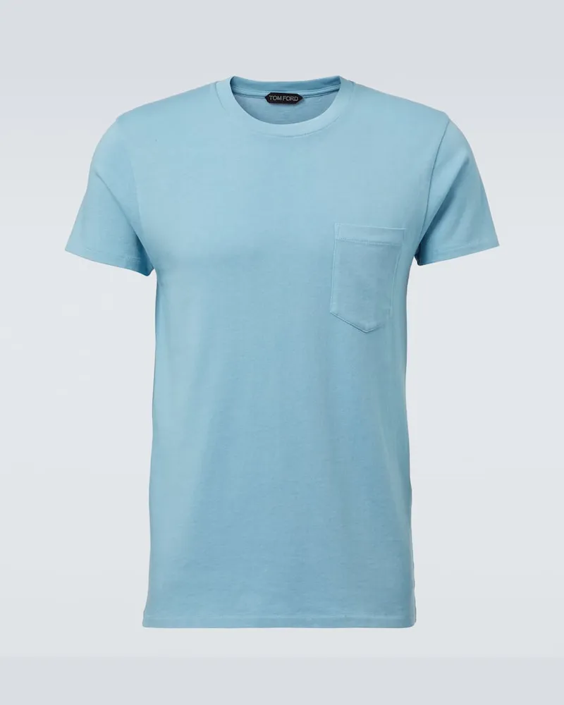 Tom Ford T-Shirt aus Baumwoll-Jersey Blau