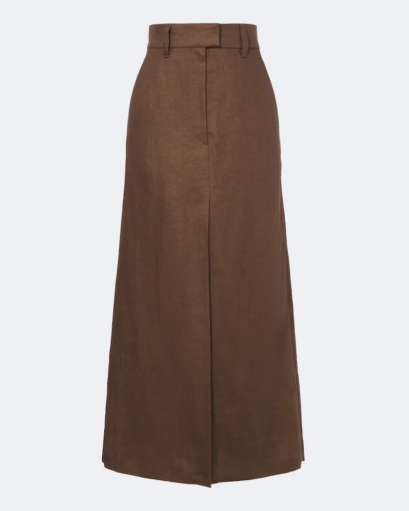Brunello Cucinelli Maxikleid aus Leinen Braun