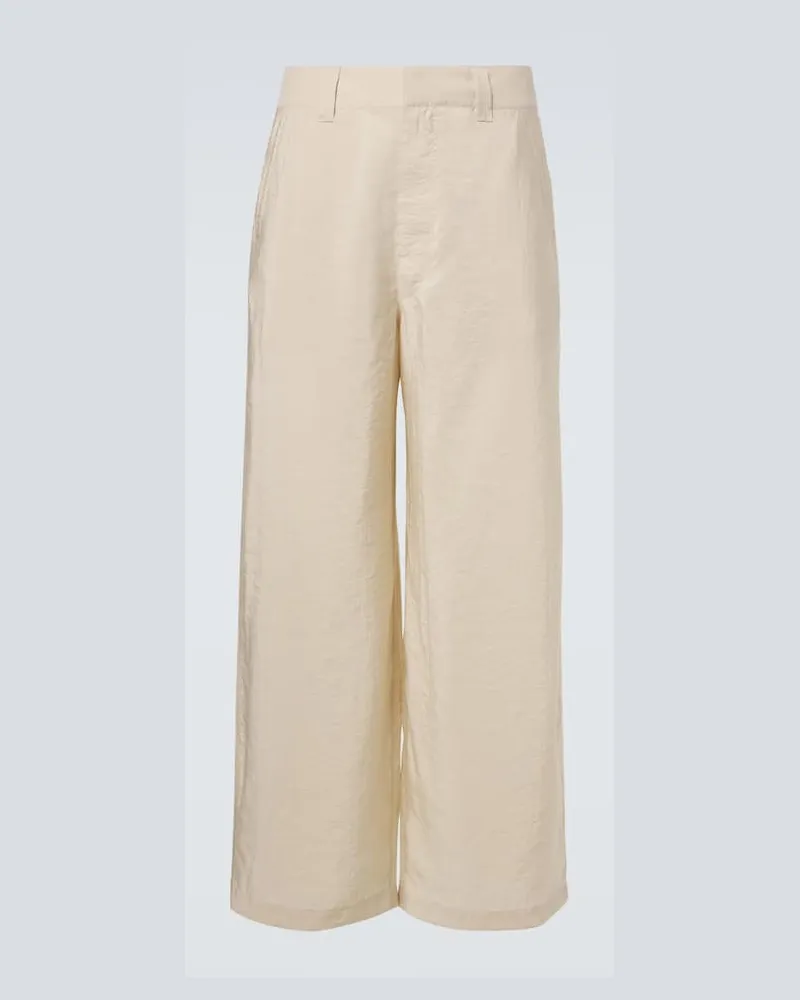 Christophe Lemaire Weite Hose aus einem Seidengemisch Weiß