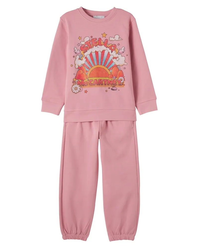 Stella McCartney Kids Sweatshirt und Sweatpants aus Baumwoll-Jersey Rosa
