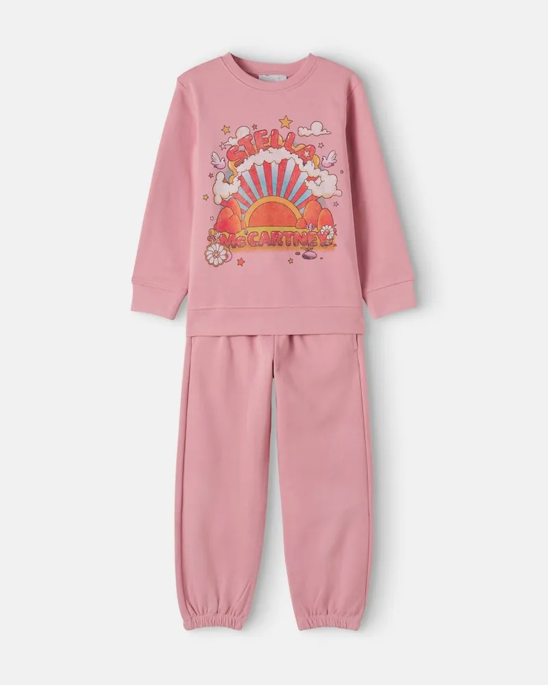 Stella McCartney Kids Sweatshirt und Sweatpants aus Baumwoll-Jersey Rosa