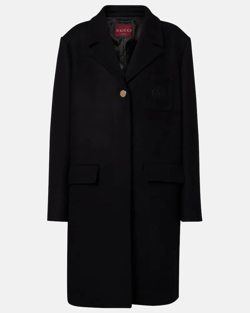 Gucci Oversize-Mantel aus Wolle Schwarz