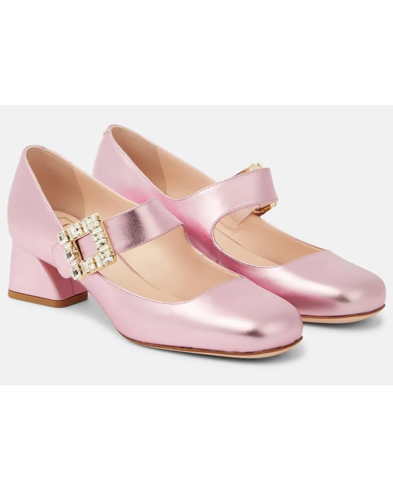 Roger Vivier Mary-Jane-Pumps Très Vivier aus Metallic-Leder Pink