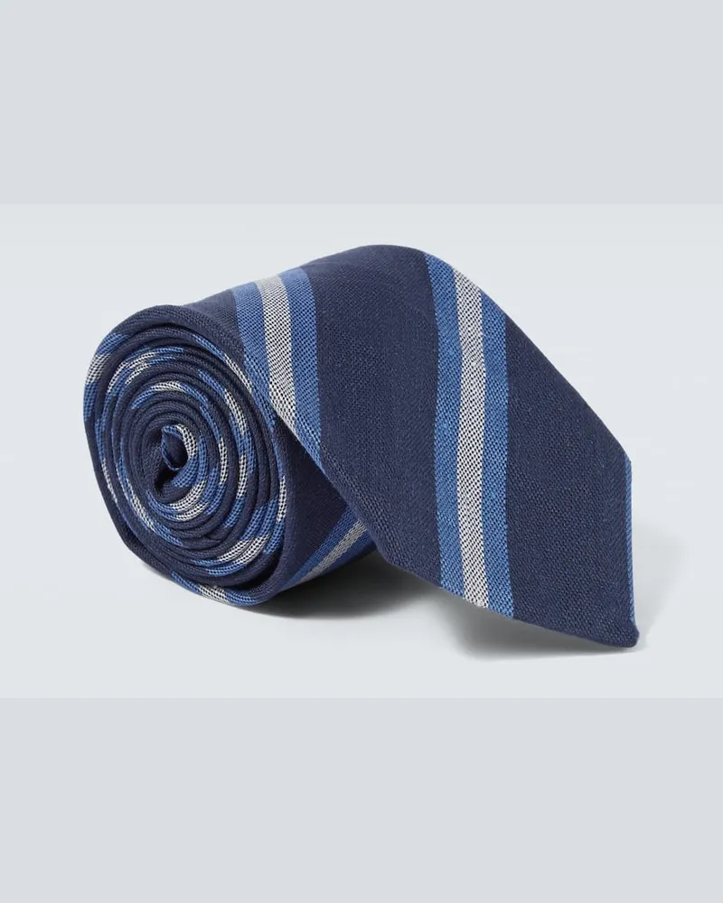 Canali Krawatte aus Wolle und Seide Blau