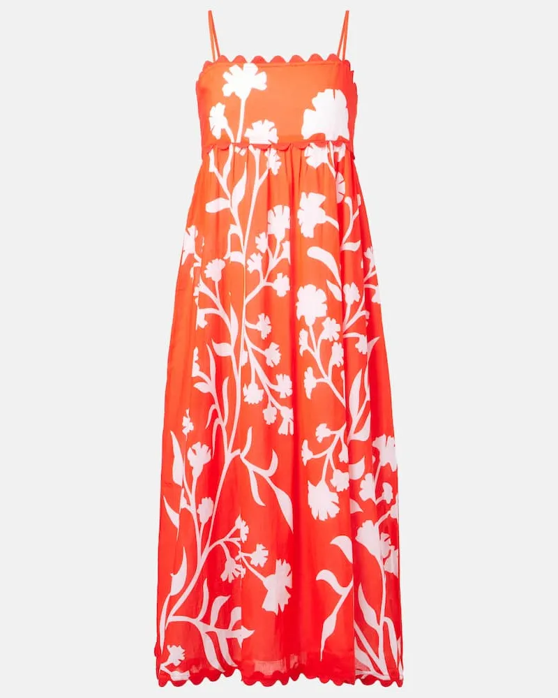 Juliet Dunn Bedrucktes Midikleid aus Baumwolle Rot