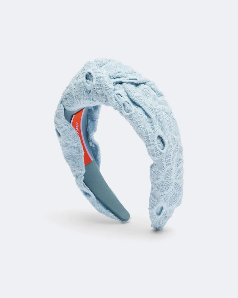 La DoubleJ Geknotetes bedrucktes Haarband aus Baumwolle Blau
