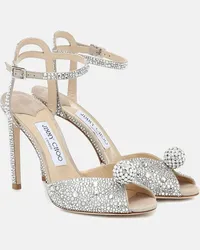 Jimmy Choo Sandalen Sacora 100 mit Kristallen Silber