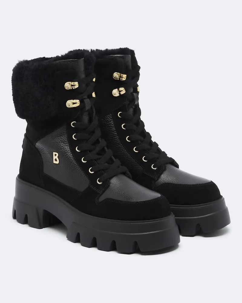 Bogner Schnürstiefel Sapporo aus Leder mit Shearling Schwarz