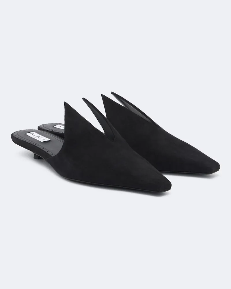 Alaïa Alaïa Mules aus Veloursleder Schwarz