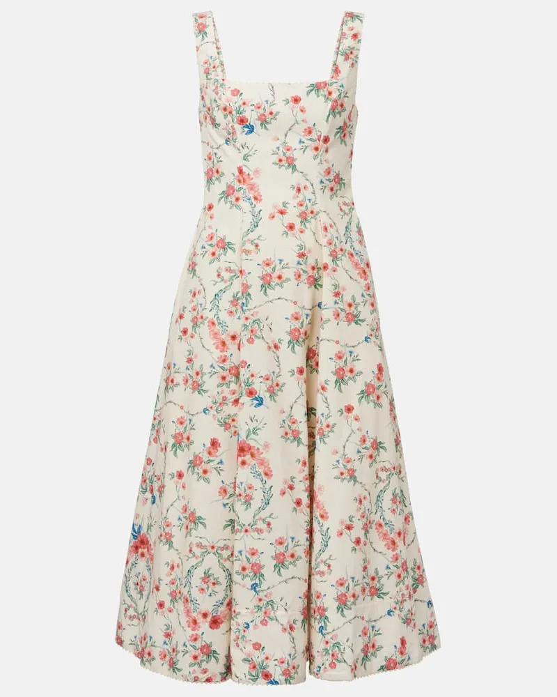 AGUA BENDITA Midikleid Pistilo Mosqueta aus Baumwolle Weiß
