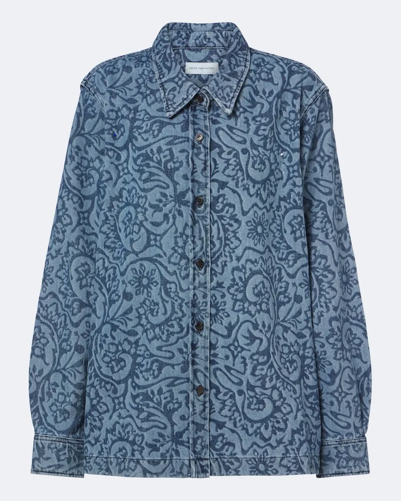 Dries van Noten Hemdjacke aus Denim Blau