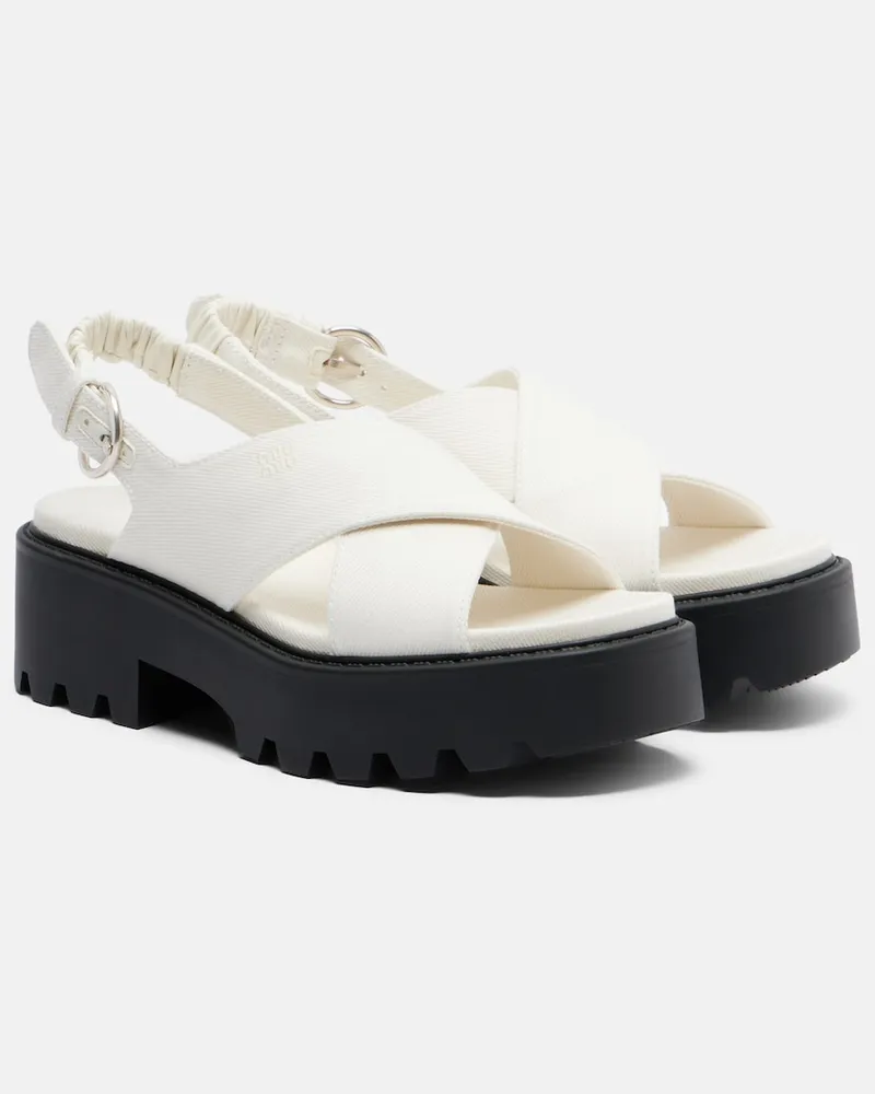 Miu Miu Plateau-Sandalen Weiß