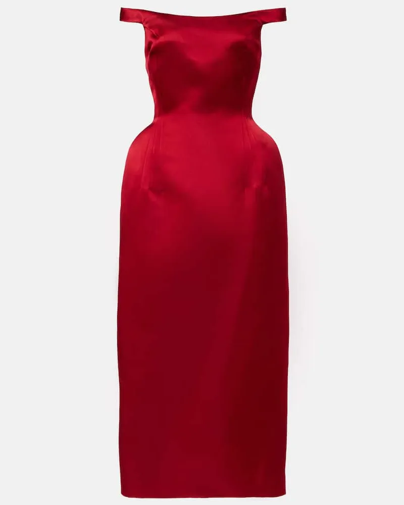 Magda Butrym Off-Shoulder-Midikleid aus Seidensatin Rot