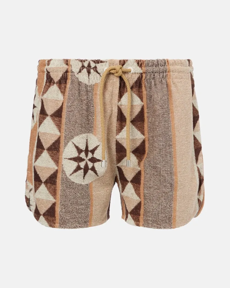 Loewe Paula Ibiza Bedruckte Shorts aus Frottee Nude