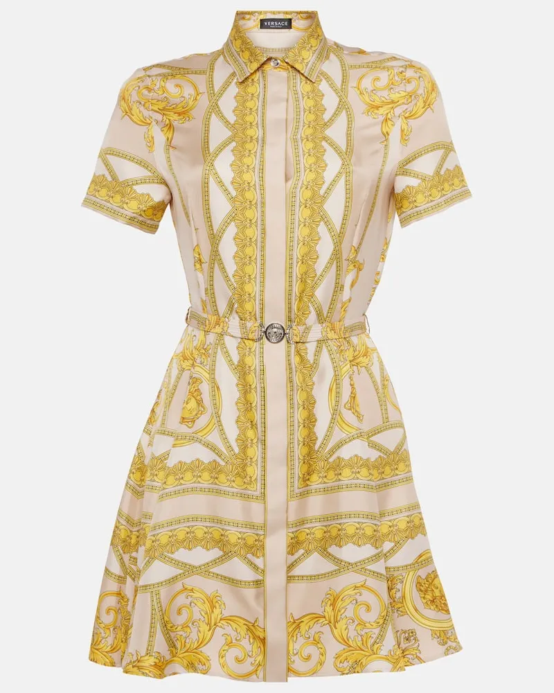 Versace Hemdblusenkleid Barocco aus Seiden-Twill Multicolor