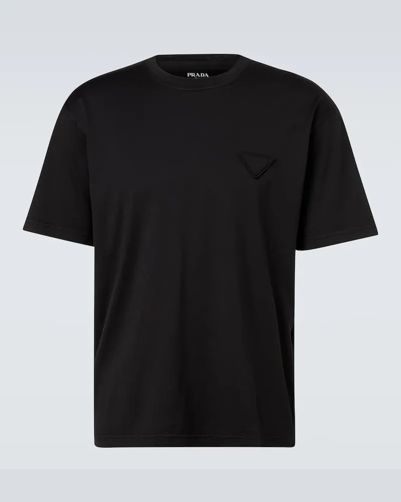 Prada T-Shirt aus Baumwoll-Jersey Schwarz