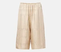 Bestickte Bermuda-Shorts aus Seidensatin