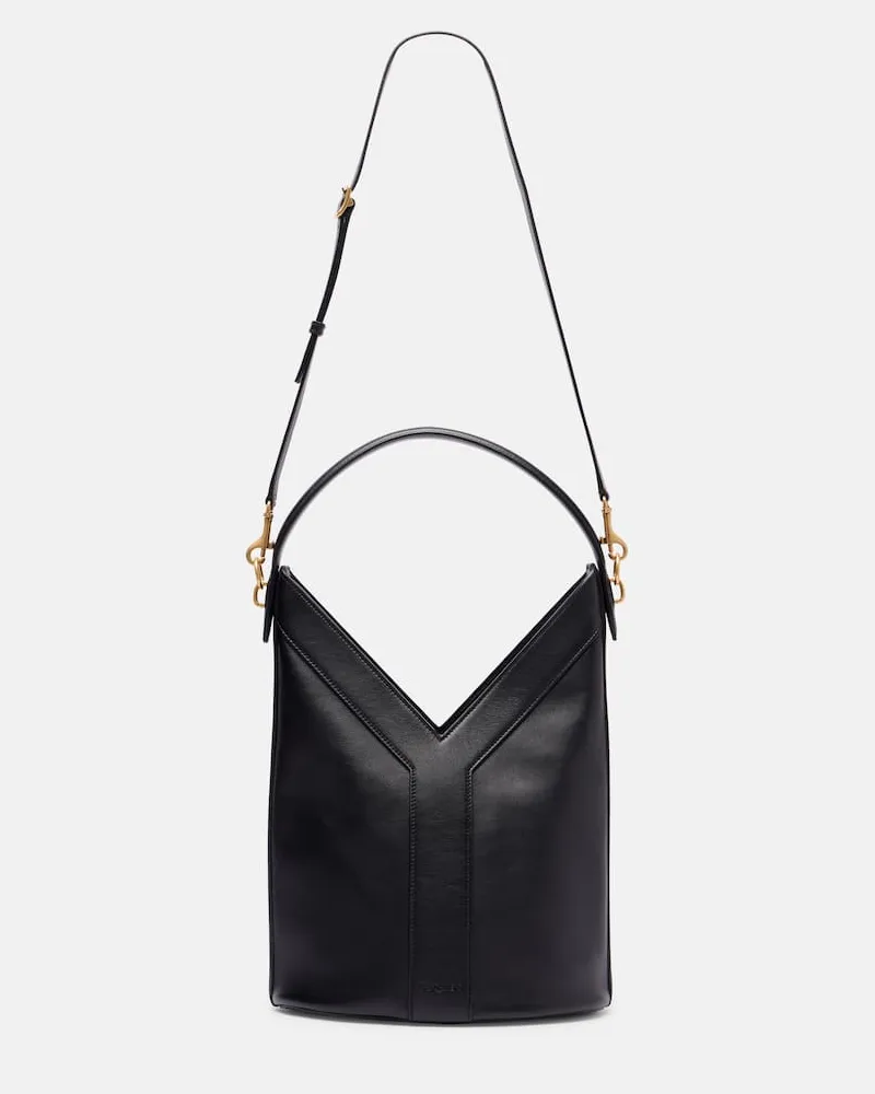 Saint Laurent Bucket Bag Y aus Leder Schwarz