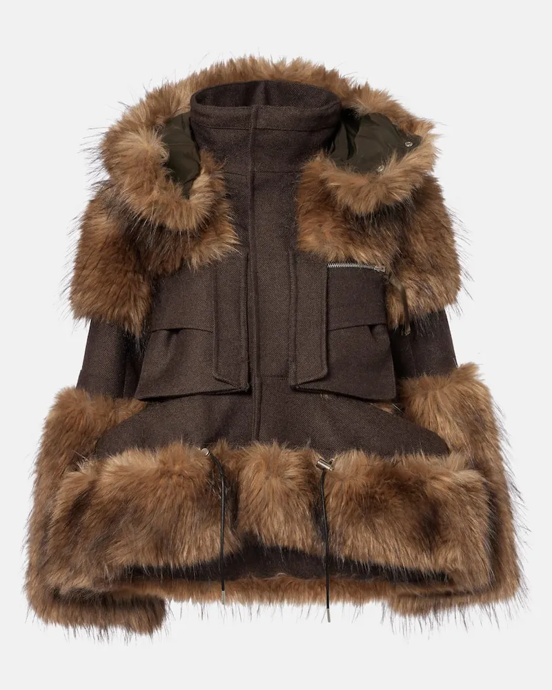 Sacai Blouson aus Wolle Braun