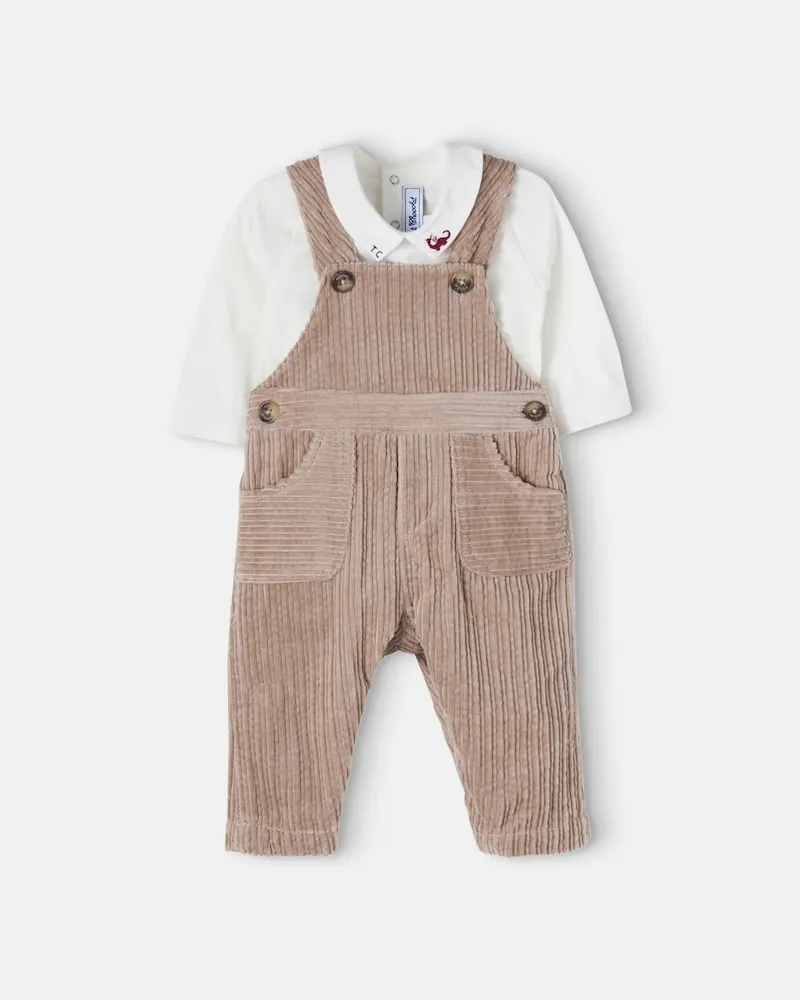 Tartine et Chocolat Baby Set aus Body und Latzhose Weiß