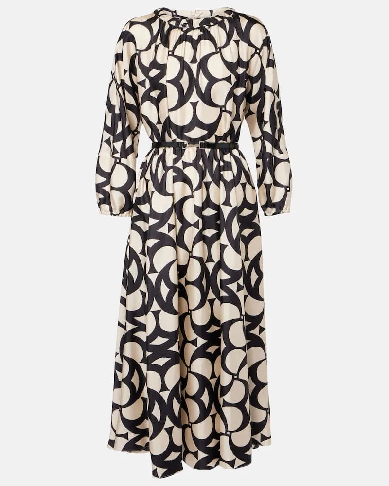 Max Mara Bedrucktes Maxikleid Nina aus Seiden-Twill Schwarz