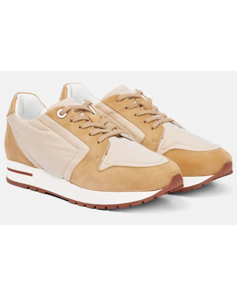 Loro Piana Sneakers My Wind mit Leder Beige