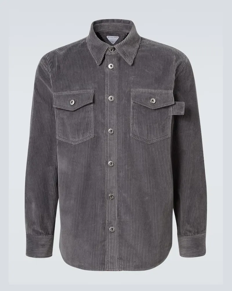 Bottega Veneta Hemd Matt aus Baumwoll-Cord Grau