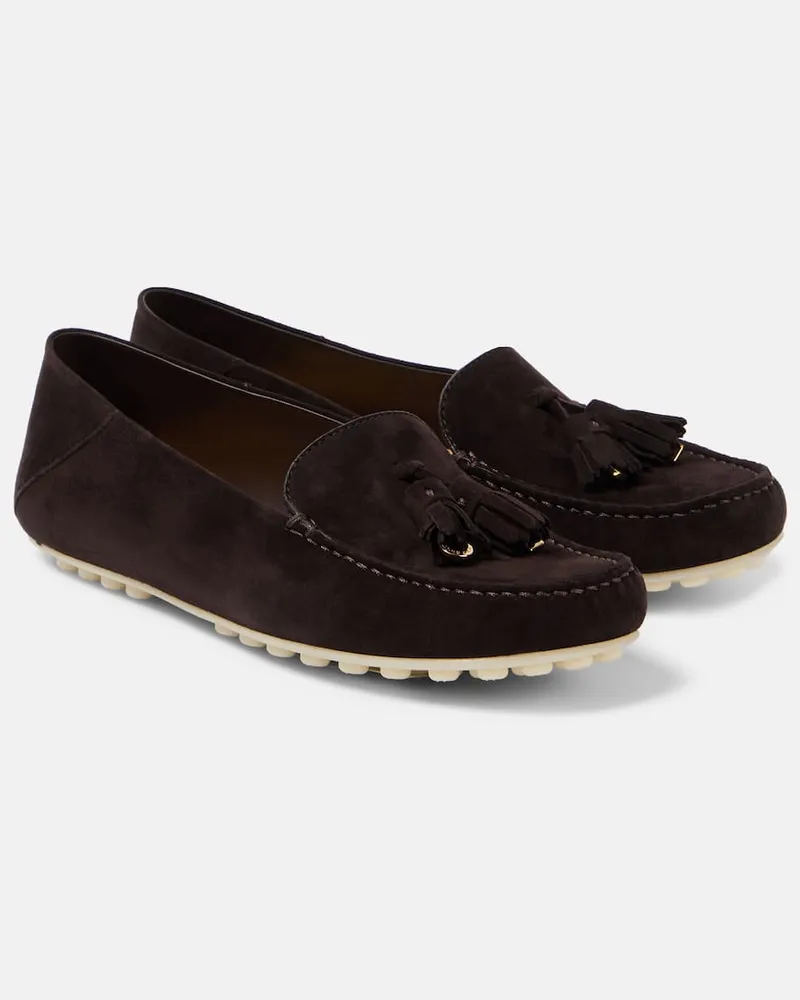 Loro Piana Mokassins Dot aus Veloursleder Braun