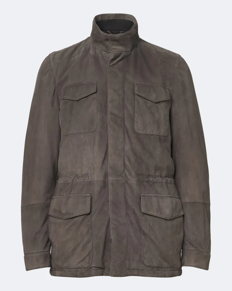 Thom Sweeney Feldjacke aus Veloursleder Grau