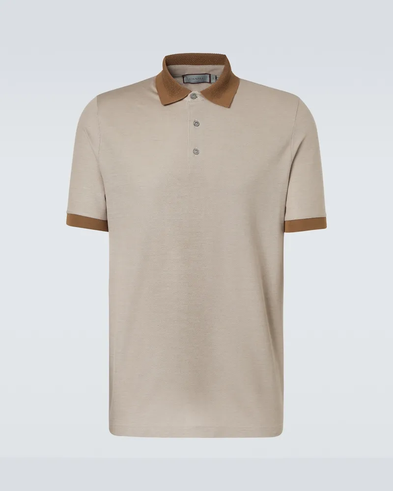 Canali Polohemd aus Baumwolle Beige