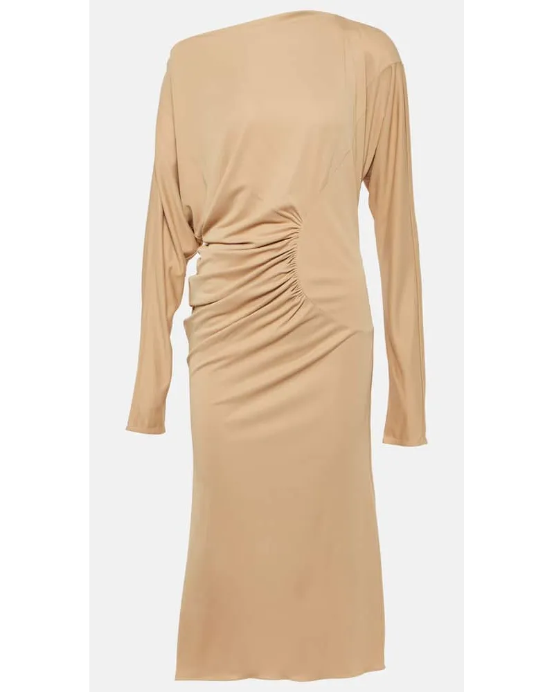 KHAITE Midikleid Oron aus Jersey Beige