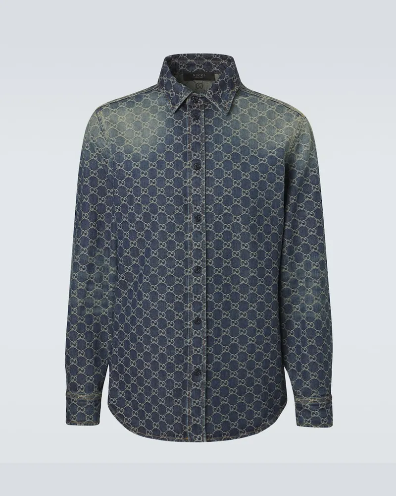 Gucci Hemd GG aus Denim Blau