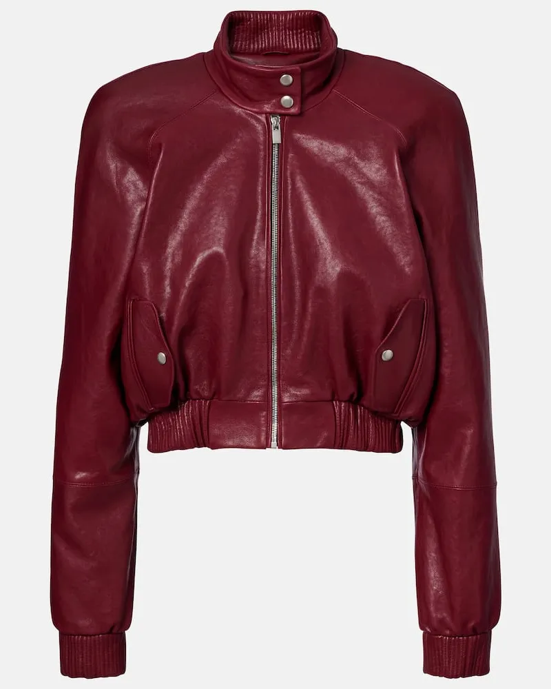 Magda Butrym Cropped-Lederjacke Burgunderrot