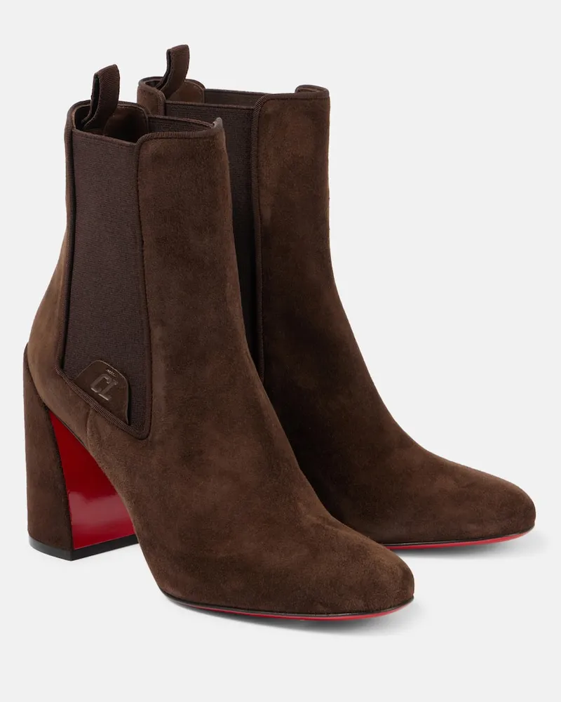 Christian Louboutin Ankle Boots Turelastic 85 aus Veloursleder Braun