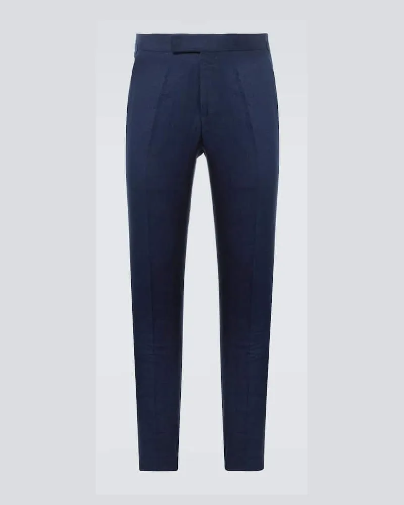 Ralph Lauren Schmale Hose aus Leinen Blau
