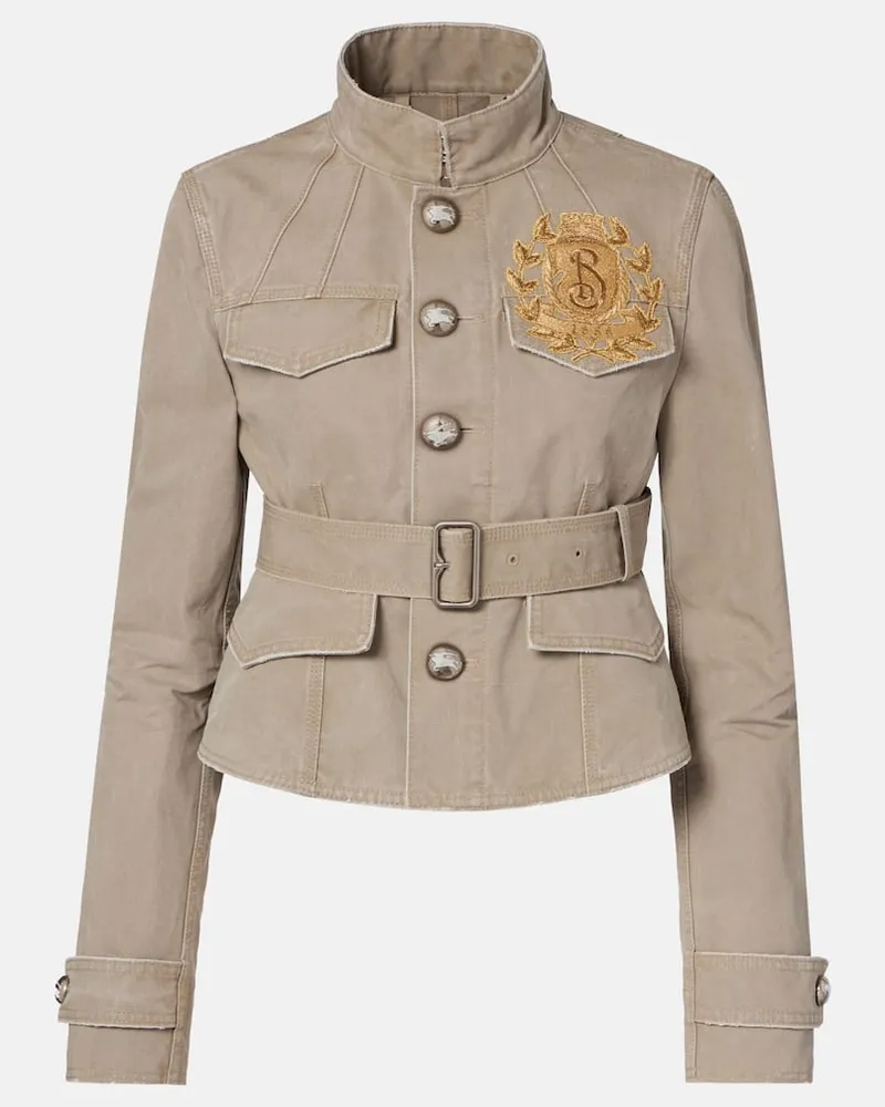 Burberry Jacke B Crest aus Baumwoll-Canvas Grün
